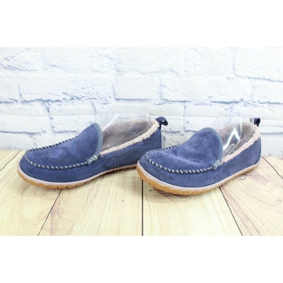 LL Bean Mountain Slippers Moccasin Suede Raw Indigo Size 8 M - Picture 2 of 9